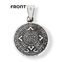 Load image into Gallery viewer, Sterling Silver Oxidized Diamond Cut Puffed Actec Mayan Calendar Double Sided Pendant