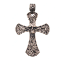 Load image into Gallery viewer, Sterling Silver Oxidized Antiqued Skull Cross Pendant