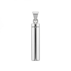 Sterling Silver High Polished Large Cylinder Memorial Screw Top Bail Pendant