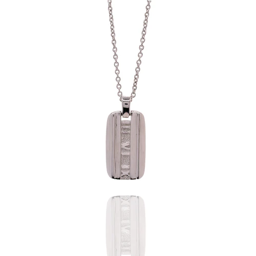 Sterling Silver Rhodium Plated Bar Adjustable Necklace