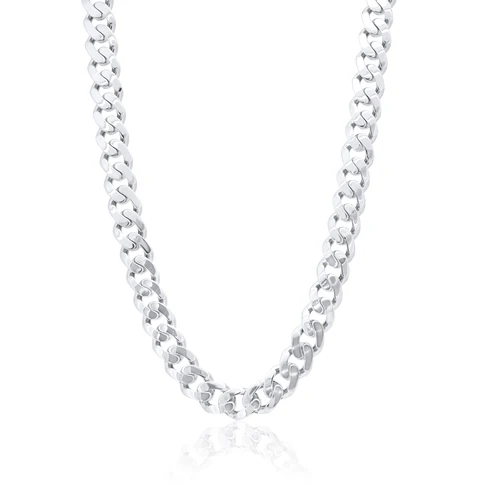 Sterling Silver Rhodium Plated Miami Curb Link Chain