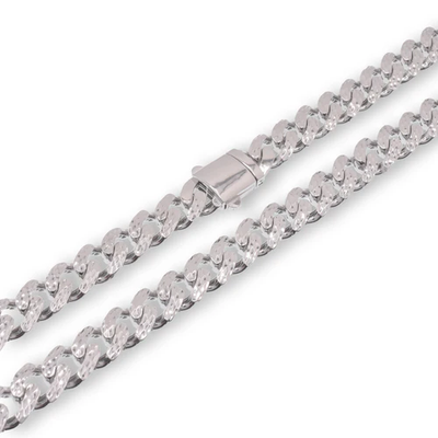 Sterling Silver Rhodium Plated Diamond Cut Miami Curb Link Chain