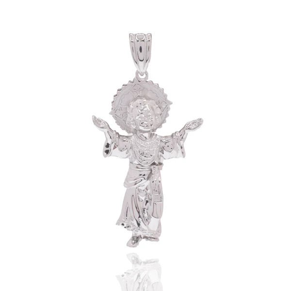 Sterling Silver Rhodium Plated Saint Jude Pendant