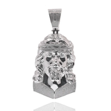Sterling Silver Rhodium Plated Jesus Christ Cross Clear CZ Hollow Pendant
