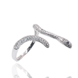 Sterling Silver Rhodium Plated Snake Clear CZ Ring