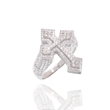Load image into Gallery viewer, Sterling Silver Rhodium Plated Men&#39;s Iced Out Cross Pave CZ Statement Ring