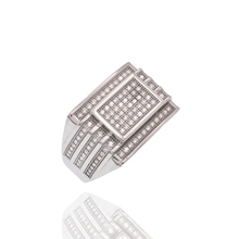 Load image into Gallery viewer, Sterling Silver Rhodium Plated Men&#39;s CZ Rectangle Modern Iced Out Statement Band Ring