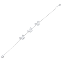 Load image into Gallery viewer, Sterling Silver Rhodium Plated Diamond Cut Three Butterfly Charm Adjustable Bracelet