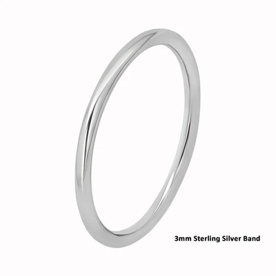 Sterling Silver High Polished Full Round 3mm Band Ring