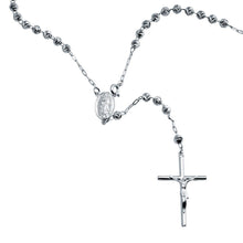 Load image into Gallery viewer, Sterling Silver High Polished Diamond V Cut Beads Rosary Necklace