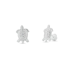 Sterling Silver High Polished Large Turtle Earrings