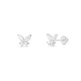 Sterling Silver High Polished CZ Butterfly Earrings