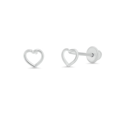 Sterling Silver High Polished Heart Silhouette Earrings