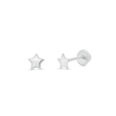 Sterling Silver High Polished Mini Star Earrings