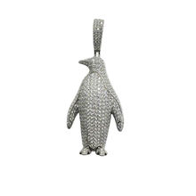 Load image into Gallery viewer, Sterling Silver Rhodium Plated Penguin Clear CZ Pendant