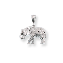 Load image into Gallery viewer, Sterling Silver Rhodium Plated Diamond Cut Elephant Pendant