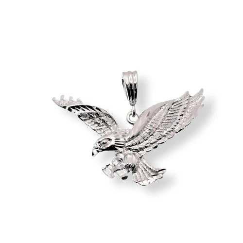 Sterling Silver Rhodium Plated Diamond Cut Eagle Pendant