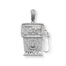 Load image into Gallery viewer, Sterling Silver Rhodium Plated Gas Pump Baguette And Round Clear CZ Pendant