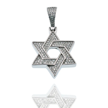 Load image into Gallery viewer, Sterling Silver Rhodium Plated Star Of David Iced Out Clear CZ Pendant