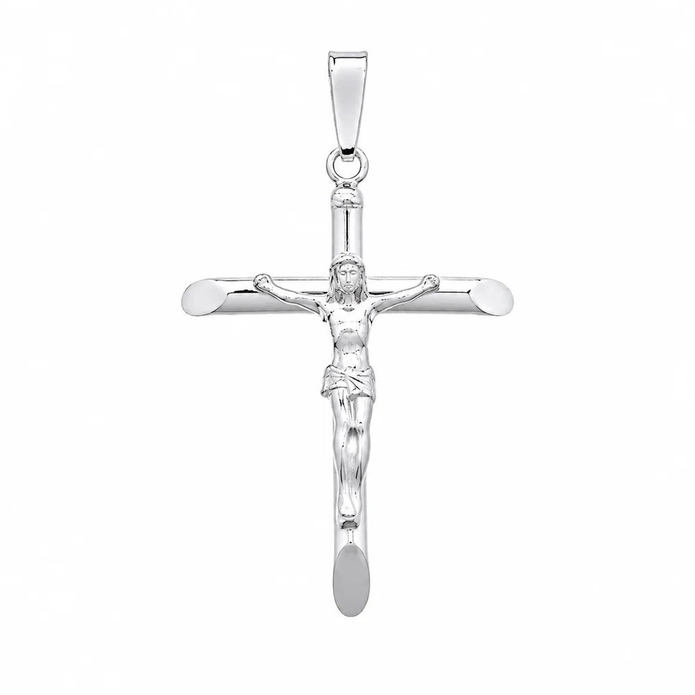 Sterling Silver Rhodium Plated Soldered Bail Cross Pendant
