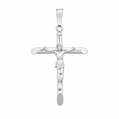 Sterling Silver Rhodium Plated Soldered Bail Cross Pendant