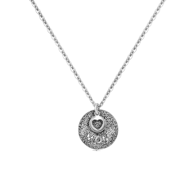 Sterling Silver Rhodium Plated Super Mom and Heart Cutout Necklace Pendant