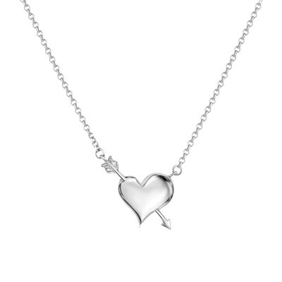 Sterling Silver Rhodium Plated Valentine Heart Necklace Pendant
