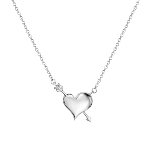 Sterling Silver Rhodium Plated Valentine Heart Necklace Pendant
