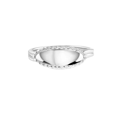 Sterling Silver Rhodium Plated High Polished Oval Bar Enamel Ring