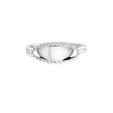 Sterling Silver Rhodium Plated High Polished Oval Bar Enamel Ring