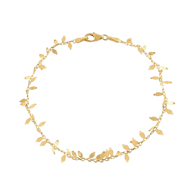 Sterling Silver Nickel Free Gold Plated Leaves Link Bracelet
