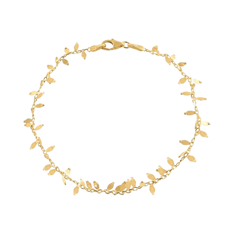 Sterling Silver Nickel Free Gold Plated Leaves Link Bracelet