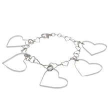 Load image into Gallery viewer, Sterling Silver High Polish Multi Heart Link Bracelet