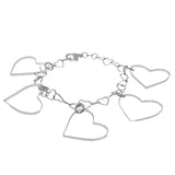 Sterling Silver High Polish Multi Heart Link Bracelet