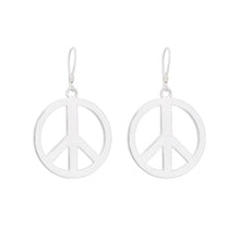 Load image into Gallery viewer, Sterling Silver High Polished Large Peace Sign Earrings