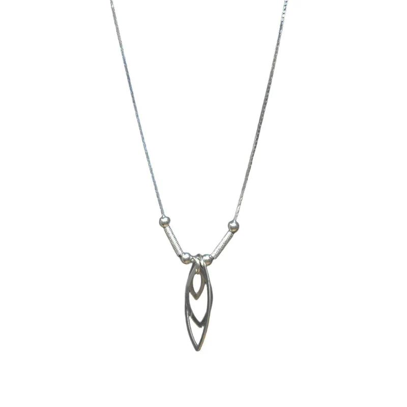 Sterling Silver Ascending Almond Drop Necklace