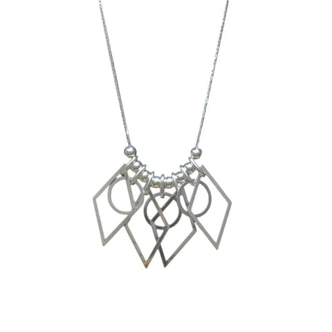 Sterling Silver High Polish Multi Shaped Necklace