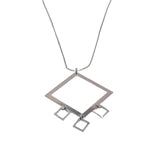 Sterling Silver High Polish Multi Square Dangle Necklace