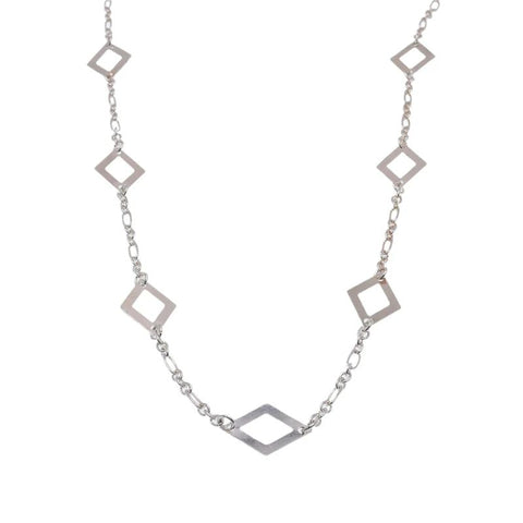 Sterling Silver High Polish Diamond Inlay Link Necklace