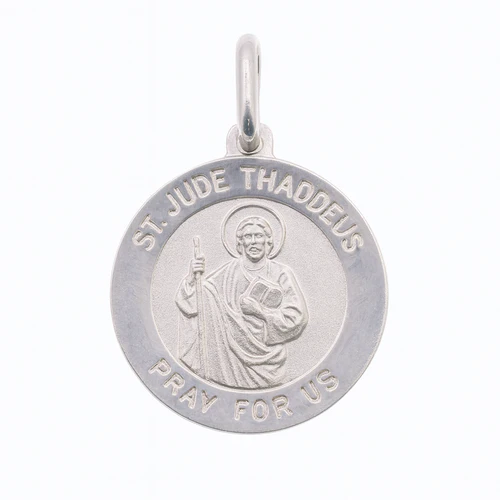 Sterling Silver High Polished Sandblasted Saint Jude Pendant