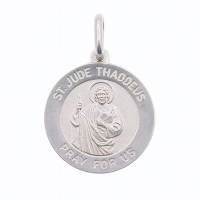 Sterling Silver High Polished Sandblasted Saint Jude Pendant
