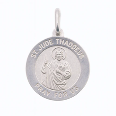 Sterling Silver High Polished Sandblasted Saint Jude Pendant