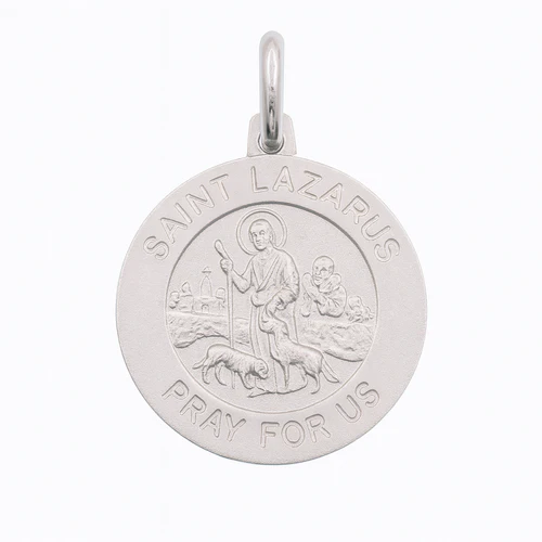 Sterling Silver High Polished Sandblasted Saint Lazarus Pendant