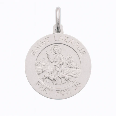 Sterling Silver High Polished Sandblasted Saint Lazarus Pendant