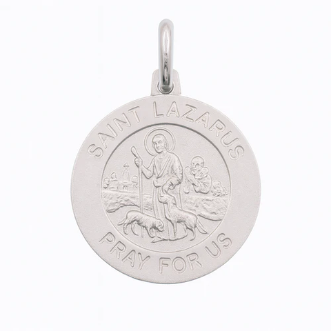 Sterling Silver High Polished Sandblasted Saint Lazarus Pendant