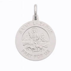 Sterling Silver High Polished Sandblasted Saint Lazarus Pendant