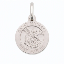 Load image into Gallery viewer, Sterling Silver High Polished Sandblasted Saint Michael Pendant