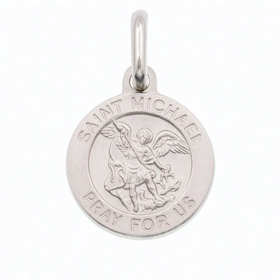 Sterling Silver High Polished Sandblasted Saint Michael Pendant