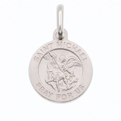 Sterling Silver High Polished Sandblasted Saint Michael Pendant