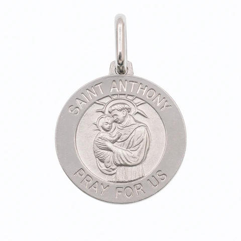 Sterling Silver High Polished Sandblasted Saint Anthony Pendant